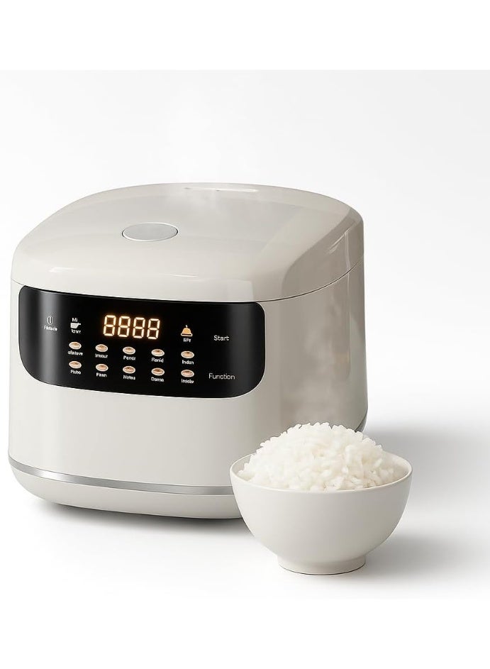 X الإصدار طباخ أرز بسعة 2 لتر مع قدر تبخير – طباخ متعدد الوظائف رقمي مزود بمؤقت وخاصية الحفاظ على السخونة، وعاء داخلي غير لاصق، سعة 4 أكواب لطهي الأرز، الشوربة، البيض والوجبات اليومية (لون كريمي) - Image 1